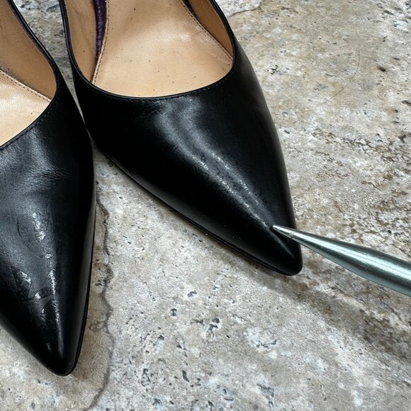 Gianvito Rossi Black Leather Pointed Toe Pumps Stiletto Heels 39.5 Made in Italy - Picture 11 of 16